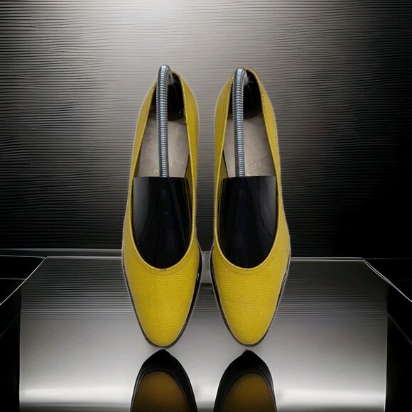 Salvatore Ferragamo Yellow  Patent Wedge  Loafers Size 9 - Picture 5 of 7